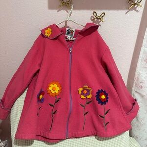 Fleece Coat Size 6 - with flowers #50